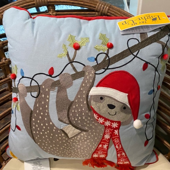 sloth christmas pillow